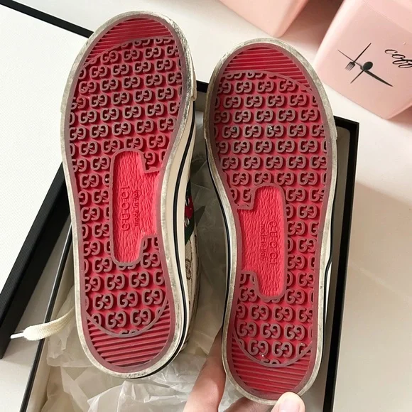 💥SOLD💥 GUCCI $790 1977 GG Monogram Canvas High Top Tennis Sneakers 39 / 9 - Picture 9 of 9